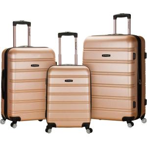 Rockland Melbourne Hardside Expandable Spinner Wheel Luggage, White, Checked-Large 28-Inch(CHAMPAGNE)
