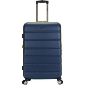 Rockland Melbourne Hardside Expandable Spinner Wheel Luggage, White, Checked-Large 28-Inch(NAVY)