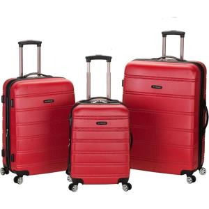 Rockland Melbourne Hardside Expandable Spinner Wheel Luggage, White, Checked-Large 28-Inch(RED)
