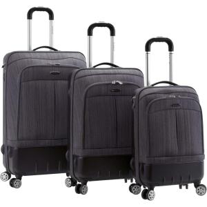 Rockland Milan Hybrid Spinner Wheel Luggage set, Grey, 3-Piece Set (20/24/28), Brown (F136-BROWN)