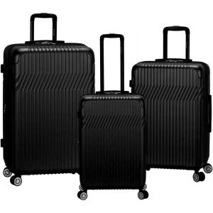 Rockland Pista 3 Piece Abs Non-Expandable Luggage Set, Black, One Size(Black)