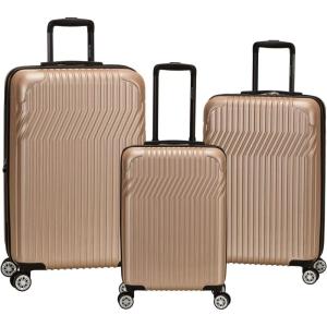 Rockland Pista 3 Piece Abs Non-Expandable Luggage Set, Black, One Size(Champagne)