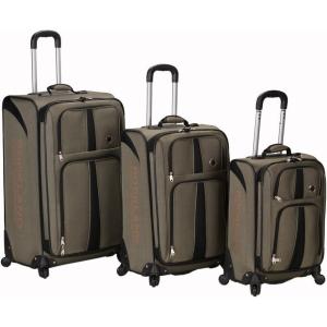 Rockland Polo Equipment Eclipse 3-Piece Spinner Wheel Luggage Set, Khaki, 3-Piece Set (22/24/28)(Khaki)