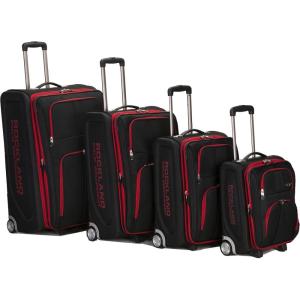 Rockland Polo Equipment Varsity Softside Upright Luggage Set, Charcoal, 4-piece Set (18/22/26/30)(Black)