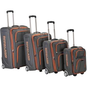 Rockland Polo Equipment Varsity Softside Upright Luggage Set, Charcoal, 4-piece Set (18/22/26/30)(Charcoal)