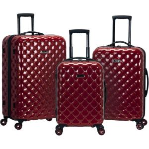 Rockland Quilt Hardside Spinner Wheel Luggage Set, Red, 3-Piece Set (20/24/28)(Red)