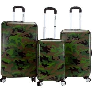 Rockland Safari Hardside Spinner Wheel Luggage, CAMO, 3 Piece (20″/24″/28″)(Camo)