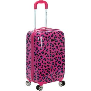 Rockland Safari Hardside Spinner Wheel Luggage, CAMO, 3 Piece (20″/24″/28″)(Magenta Leopard)