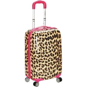 Rockland Safari Hardside Spinner Wheel Luggage, CAMO, 3 Piece (20″/24″/28″)(Pink Leopard)