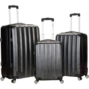 Rockland Santa Fe Hardside Spinner Wheel Luggage Set, Carbon, 3-Piece Set (20/24/28)(Carbon)
