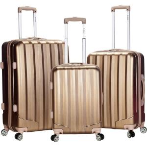 Rockland Santa Fe Hardside Spinner Wheel Luggage Set, Fiber, 3-Piece Set (20/24/28)(BRONZE)