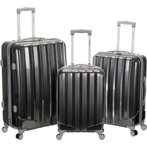 Rockland Santa Fe Hardside Spinner Wheel Luggage Set, Fiber, 3-Piece Set (20/24/28)(FIBER)
