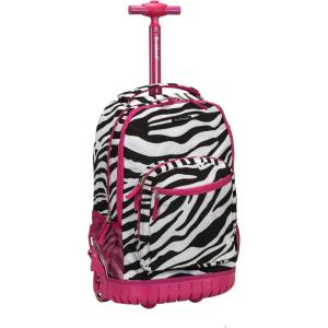 Rockland Single Handle Rolling Backpack, Peace, 19-Inch (R02-PEACE)(PINKZEBRA)