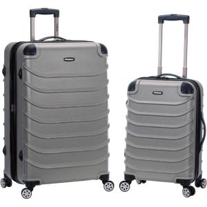 Rockland Speciale Hardside 2-Piece Expandable Spinner Luggage Set, Orange, 2-Piece Set (20/28)(Silver)