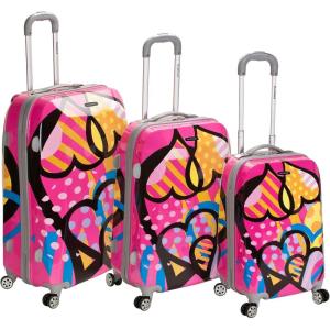 Rockland Vision Hardside Spinner Wheel Luggage, Pucci, 3-Piece Set (20/24/28)(Pink  Multicolor)