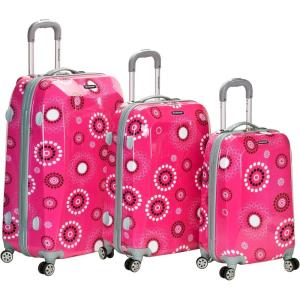 Rockland Vision Hardside Spinner Wheel Luggage, Pucci, 3-Piece Set (20/24/28)(Pink pearl)