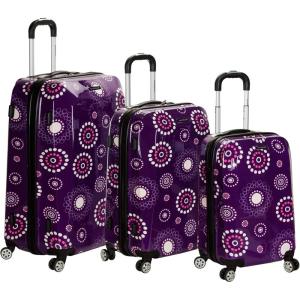 Rockland Vision Hardside Spinner Wheel Luggage, Pucci, 3-Piece Set (20/24/28)(Purple Pearl)