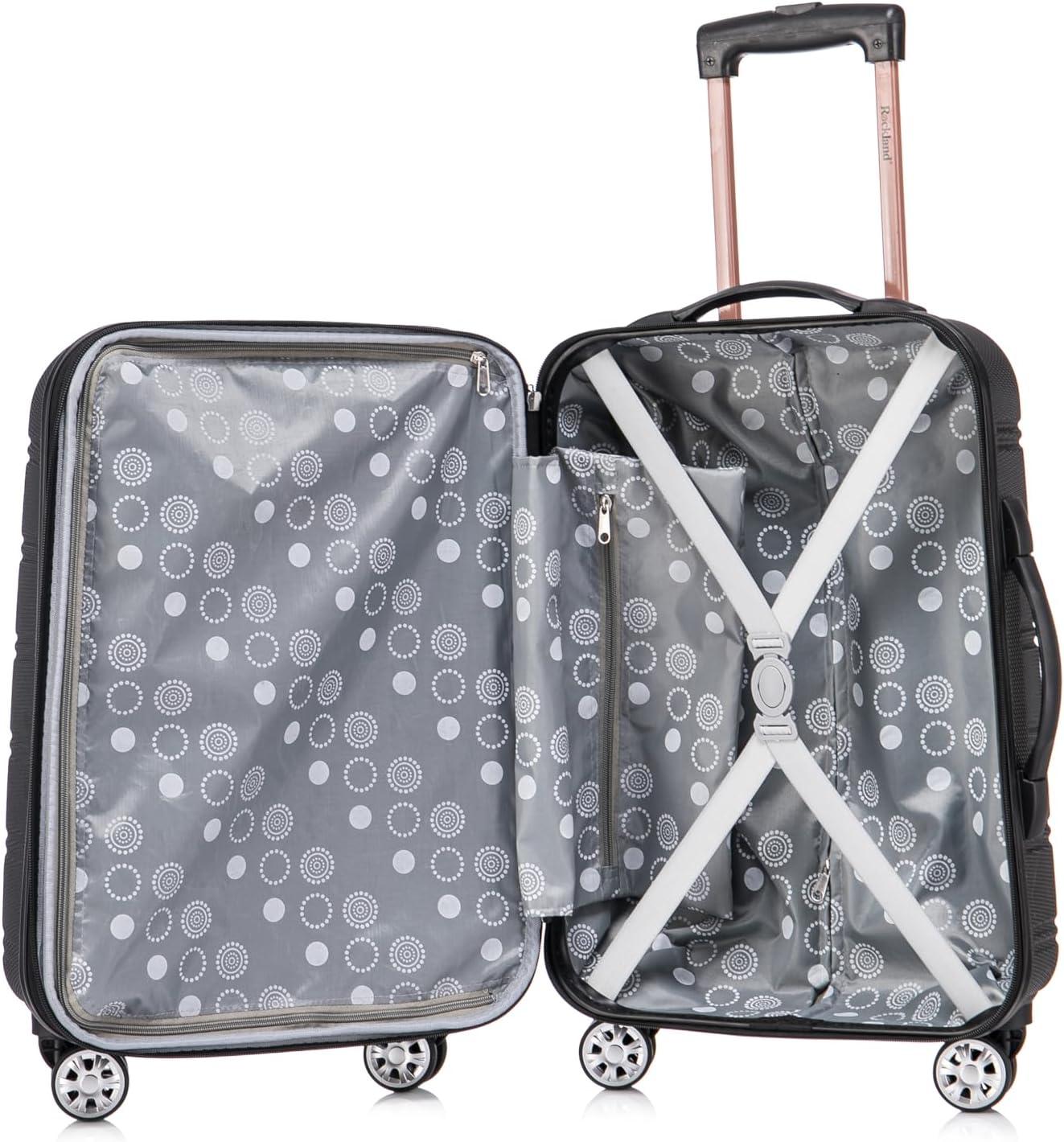 imageRockland Melbourne Hardside Expandable Spinner Wheel Luggage 2TONENAVY 2 Piece 2028Black