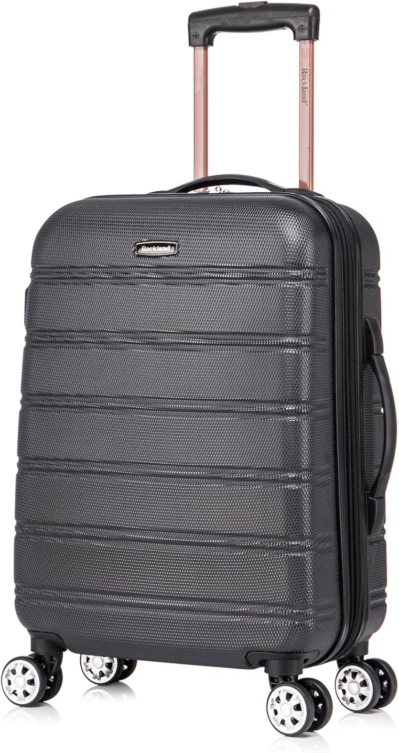 imageRockland Melbourne Hardside Expandable Spinner Wheel Luggage 2TONENAVY 2 Piece 2028Black
