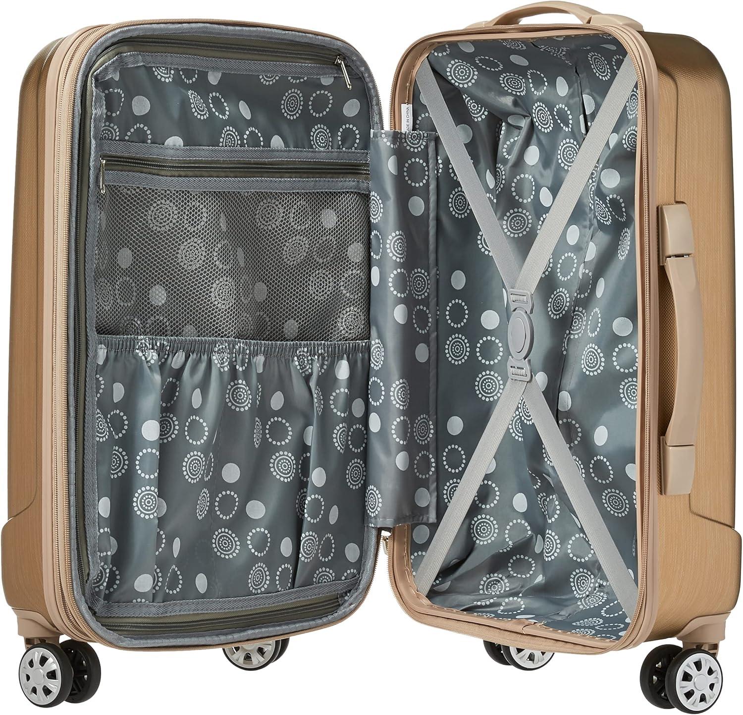 imageRockland Melbourne Hardside Expandable Spinner Wheel Luggage 2TONENAVY 2 Piece 2028Bronze