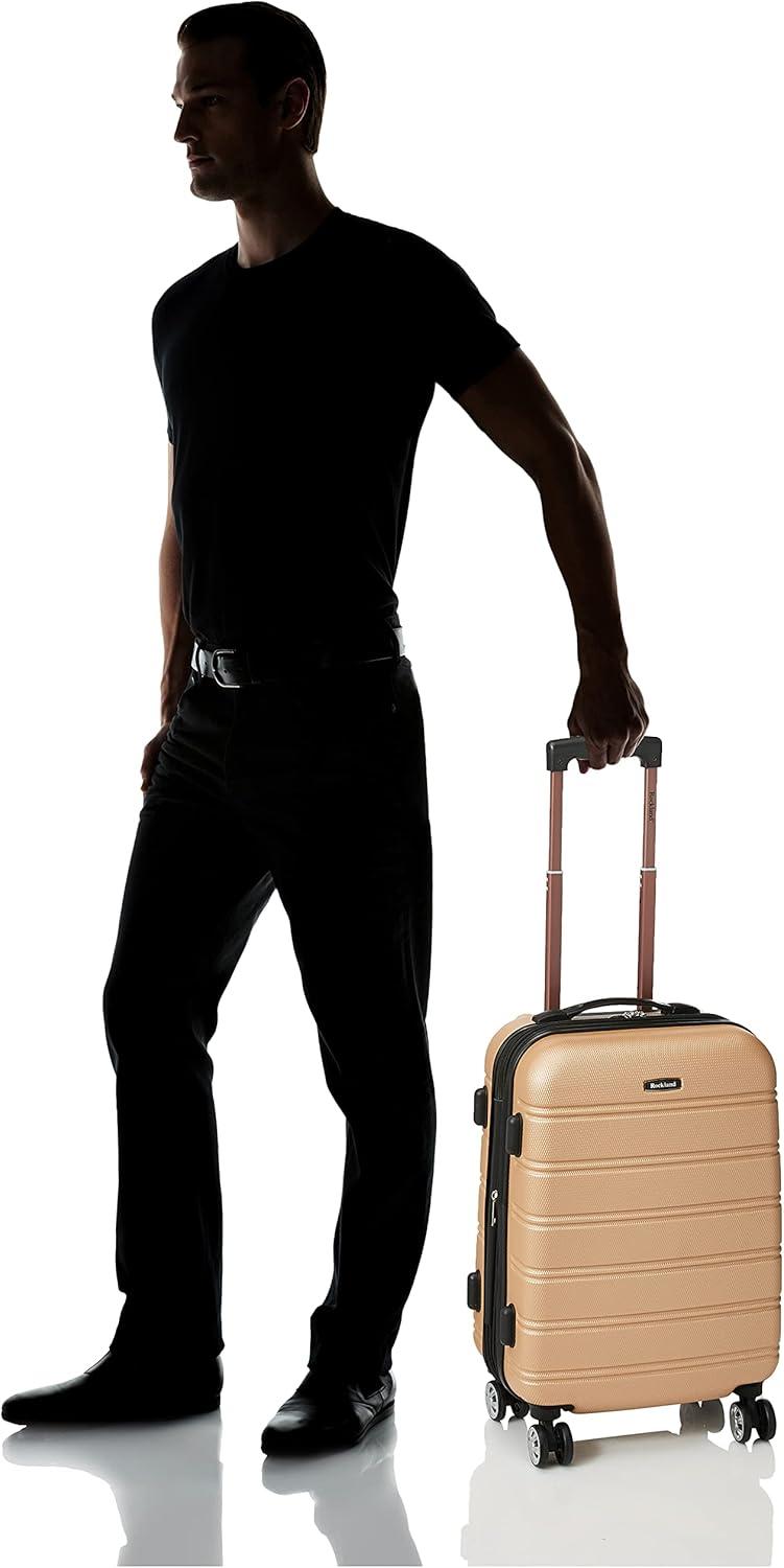imageRockland Melbourne Hardside Expandable Spinner Wheel Luggage 2TONENAVY 2 Piece 2028Champagne