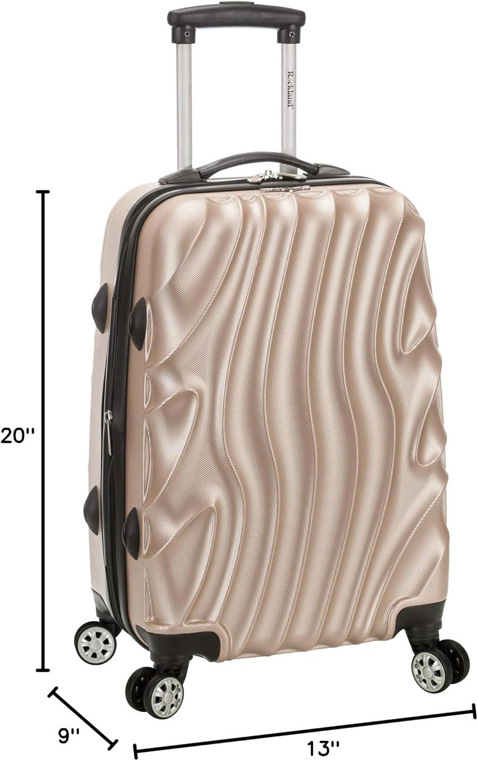 imageRockland Melbourne Hardside Expandable Spinner Wheel Luggage 2TONENAVY 2 Piece 2028Gold Wave