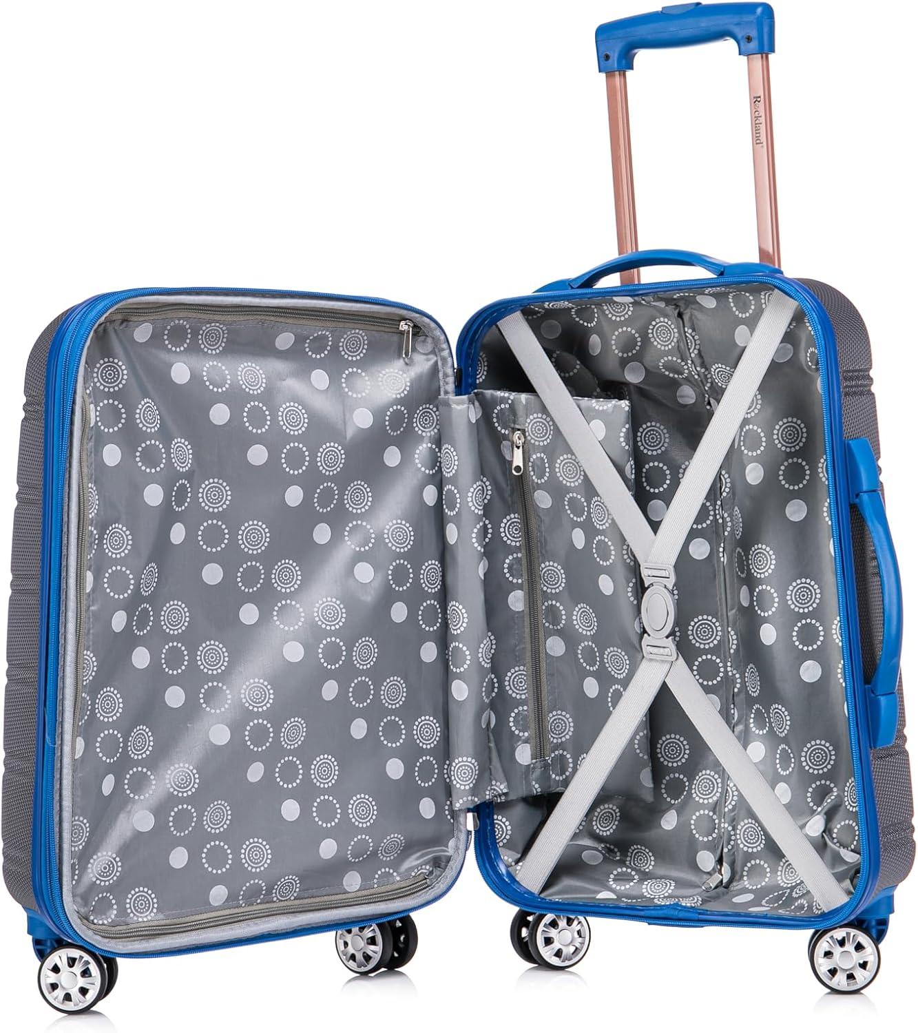 imageRockland Melbourne Hardside Expandable Spinner Wheel Luggage 2TONENAVY 2 Piece 2028Grey
