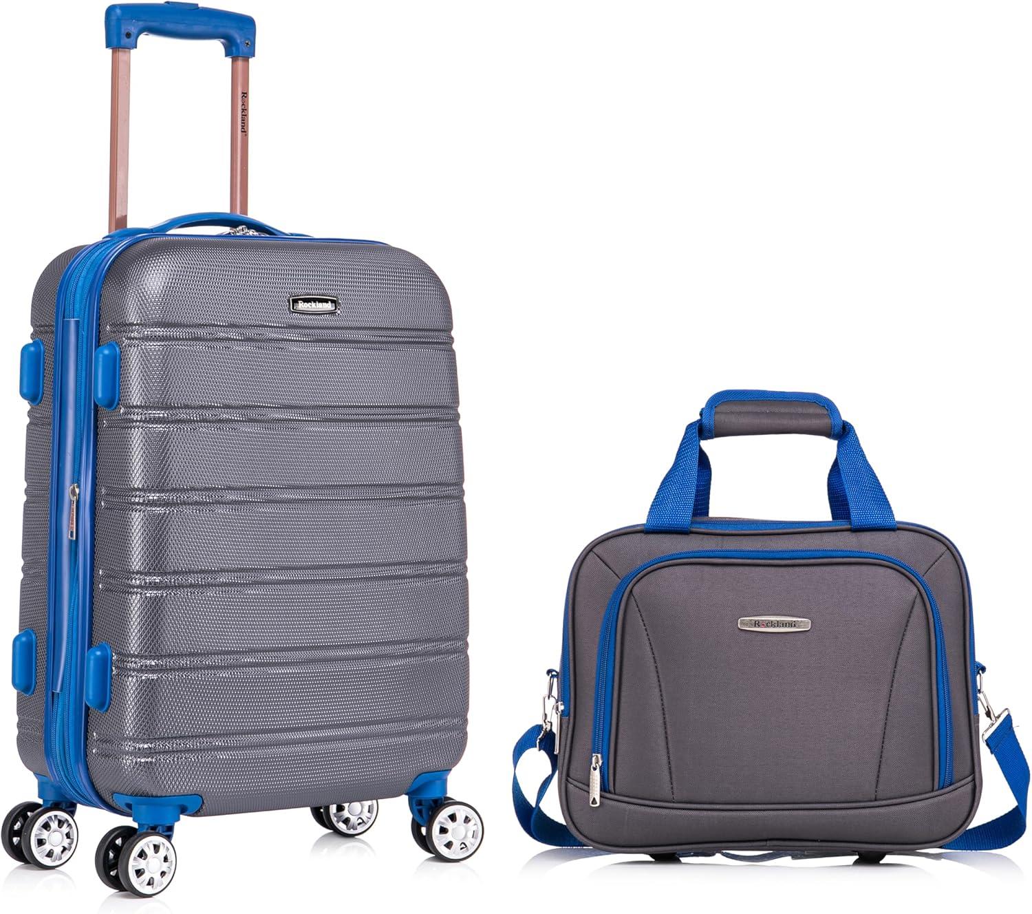 imageRockland Melbourne Hardside Expandable Spinner Wheel Luggage 2TONENAVY 2 Piece 2028Grey