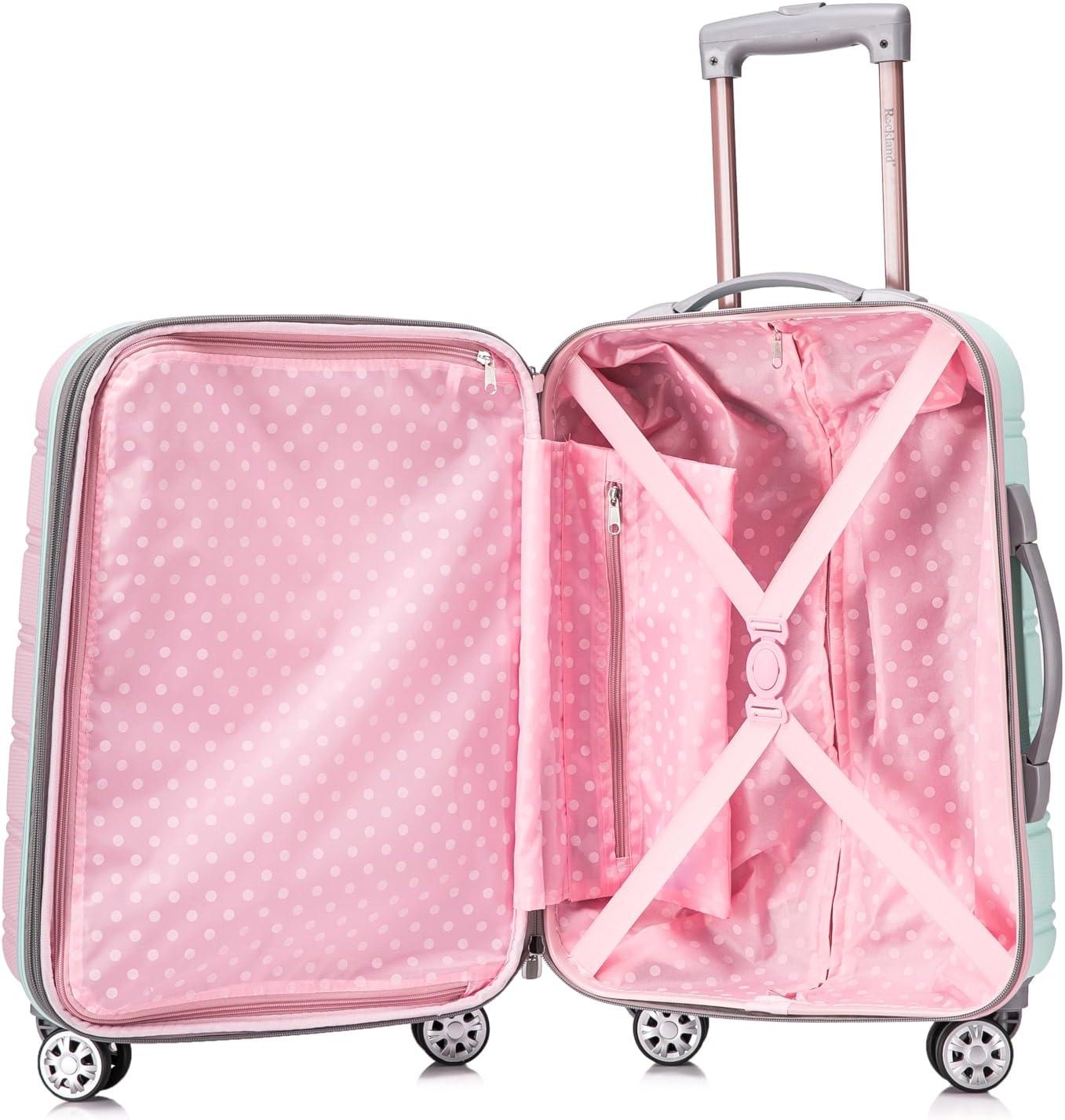 imageRockland Melbourne Hardside Expandable Spinner Wheel Luggage 2TONENAVY 2 Piece 2028Multicolor
