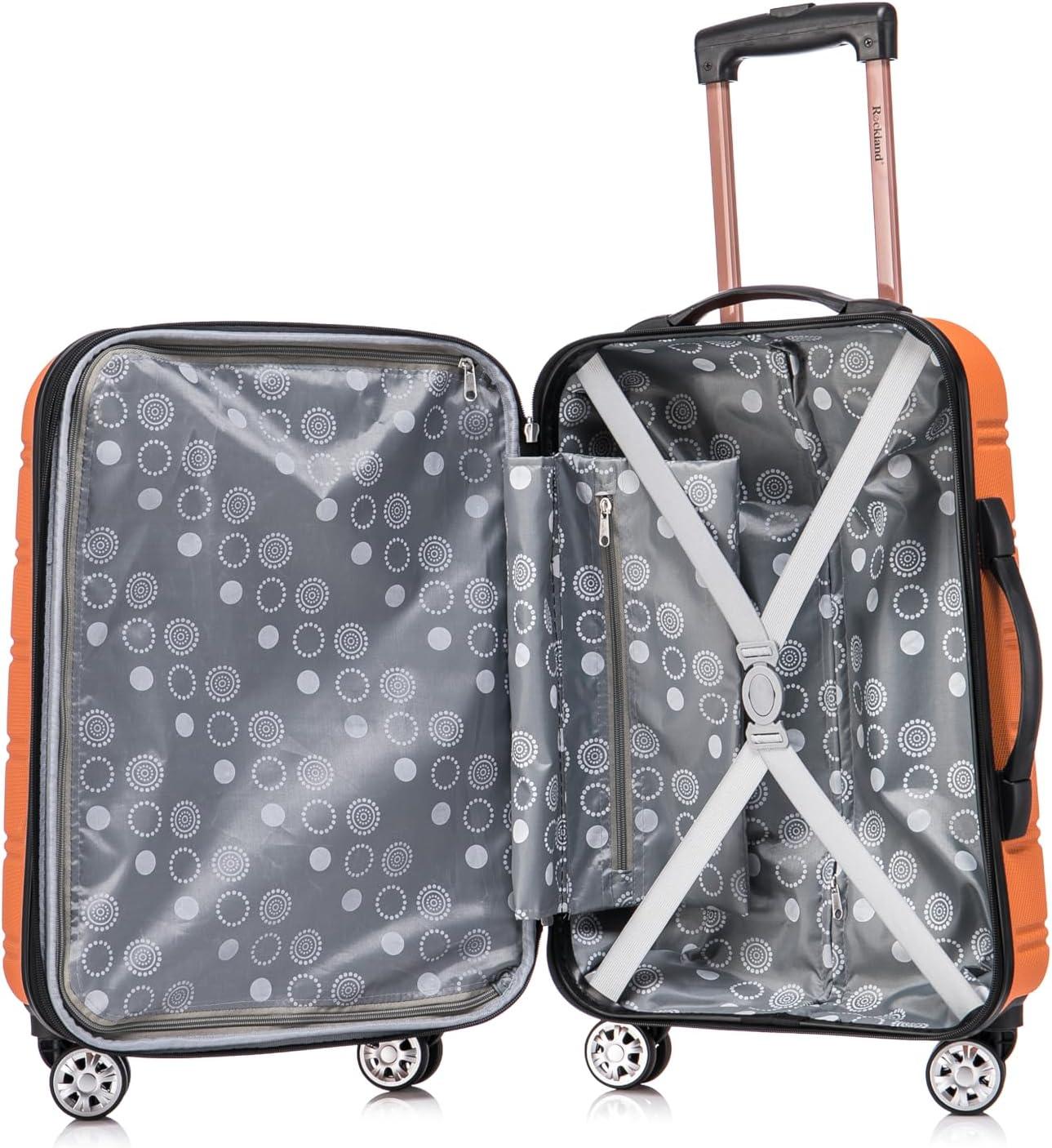 imageRockland Melbourne Hardside Expandable Spinner Wheel Luggage 2TONENAVY 2 Piece 2028Orange