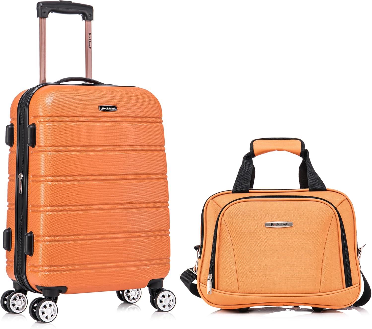 imageRockland Melbourne Hardside Expandable Spinner Wheel Luggage 2TONENAVY 2 Piece 2028Orange