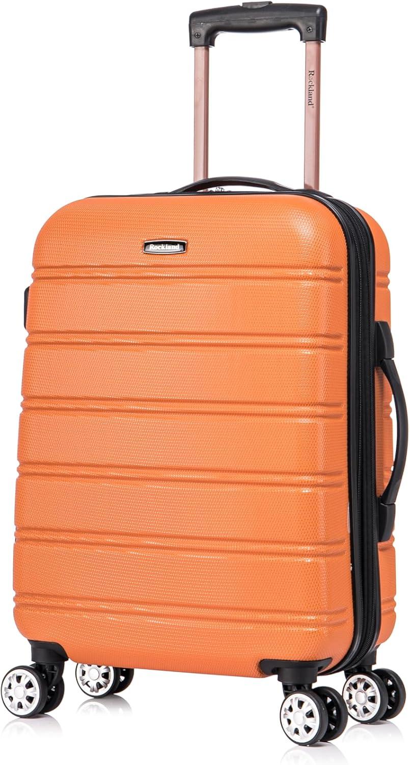 imageRockland Melbourne Hardside Expandable Spinner Wheel Luggage 2TONENAVY 2 Piece 2028Orange