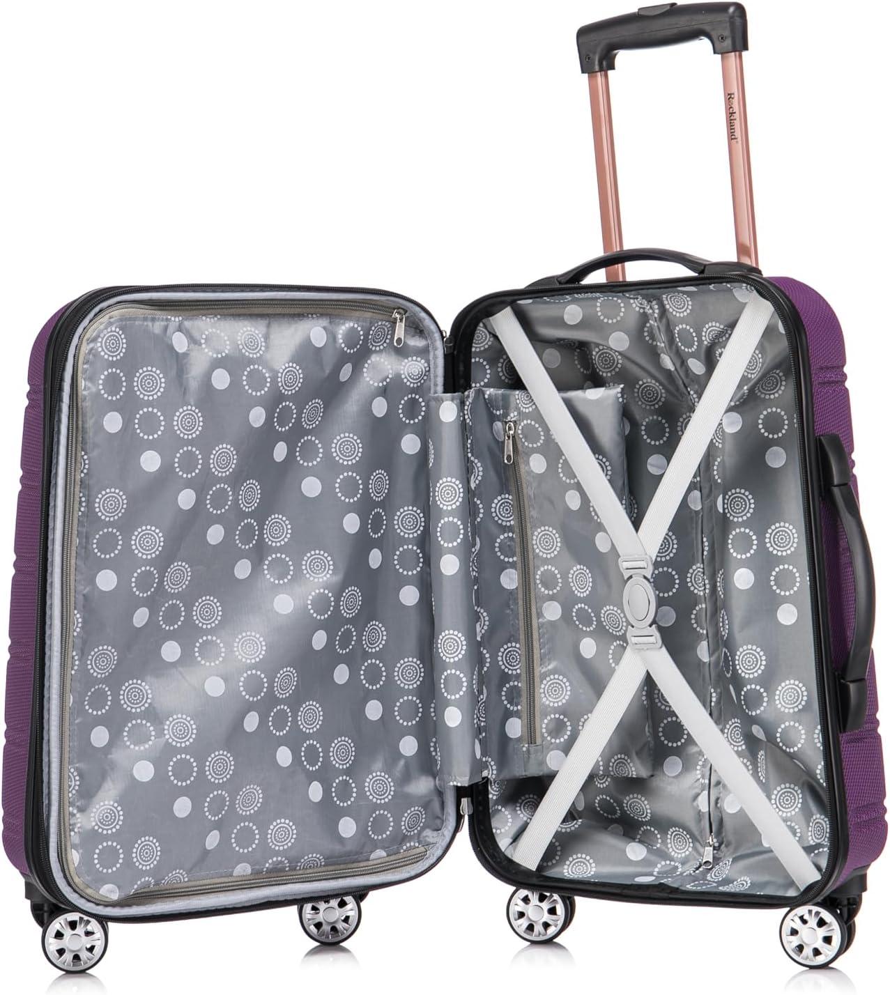 imageRockland Melbourne Hardside Expandable Spinner Wheel Luggage 2TONENAVY 2 Piece 2028Purple