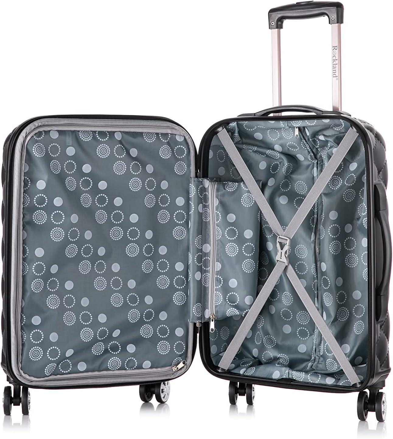 imageRockland Melbourne Hardside Expandable Spinner Wheel Luggage 2TONENAVY 2 Piece 2028Quilt