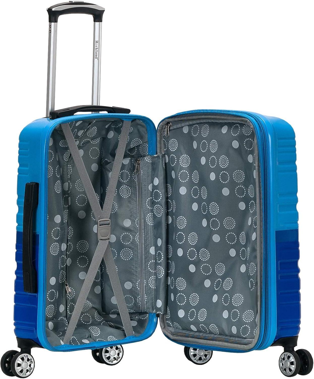 imageRockland Melbourne Hardside Expandable Spinner Wheel Luggage 2TONENAVY 2 Piece 2028Two Tone Blue