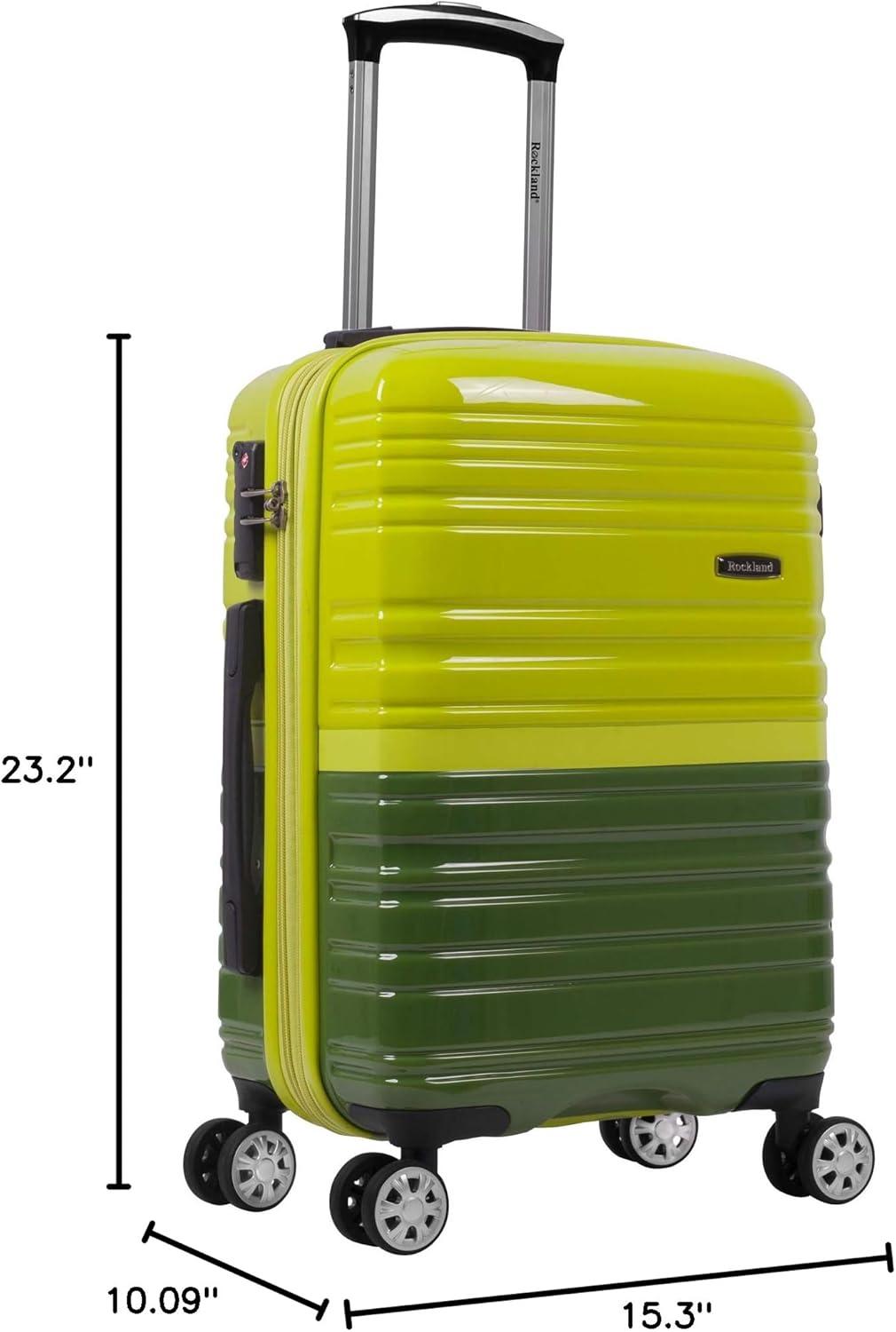 imageRockland Melbourne Hardside Expandable Spinner Wheel Luggage 2TONENAVY 2 Piece 2028Two Tone Green