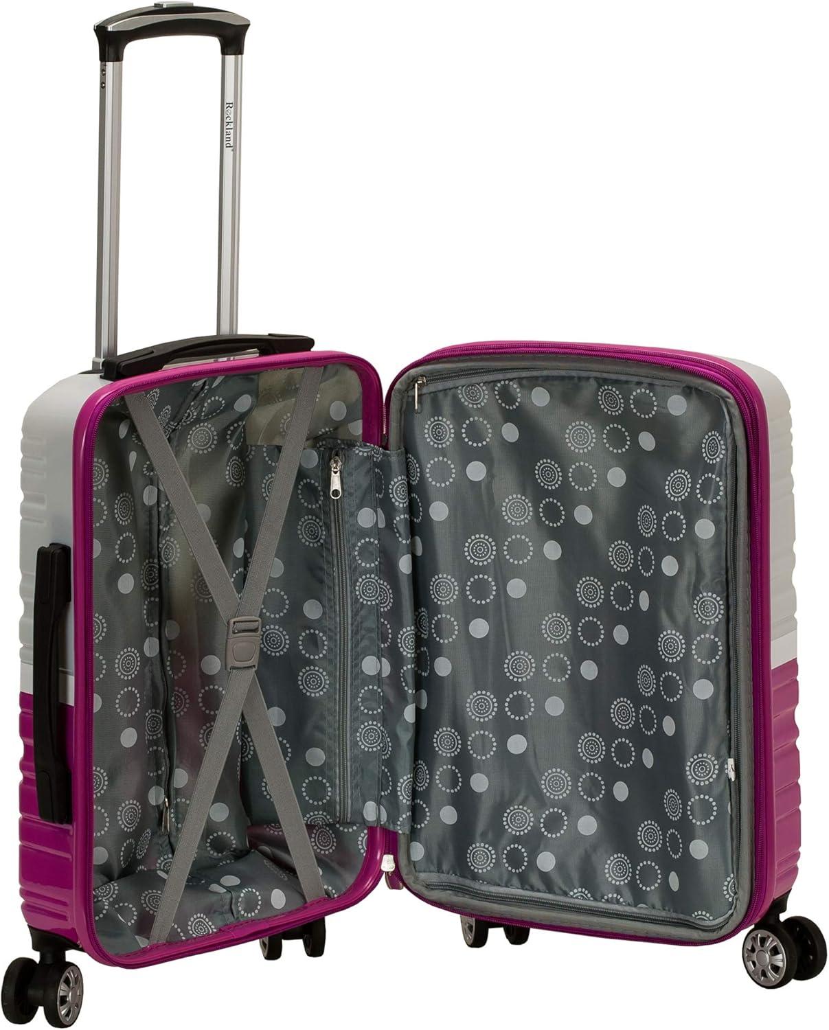 imageRockland Melbourne Hardside Expandable Spinner Wheel Luggage 2TONENAVY 2 Piece 2028Two Tone White