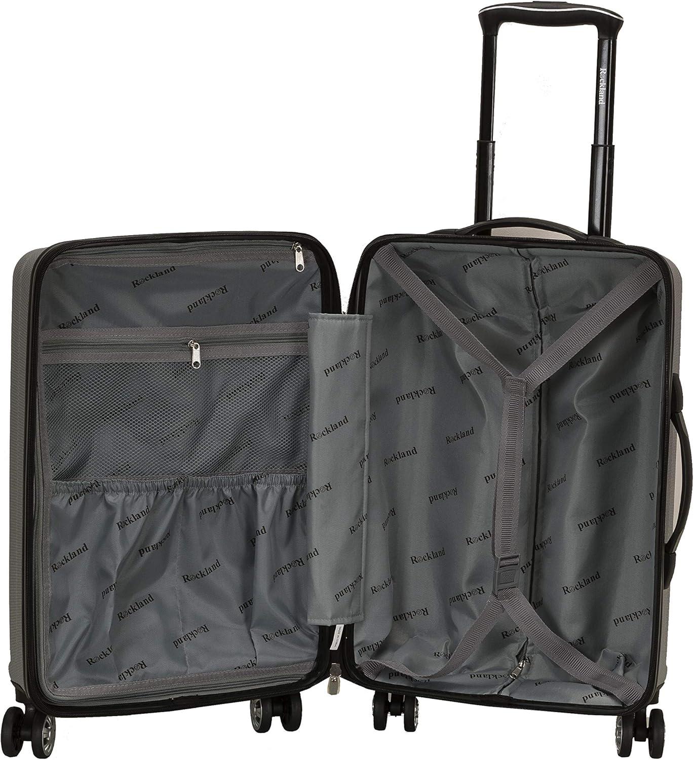 imageRockland Skyline Hardside Spinner Wheel Luggage Set Blue 3Piece Set 202428Silver