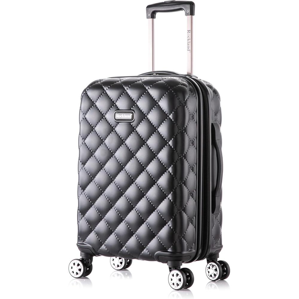 imageRockland Melbourne Hardside Expandable Spinner Wheel Luggage 2TONENAVY 2 Piece 2028Quilt