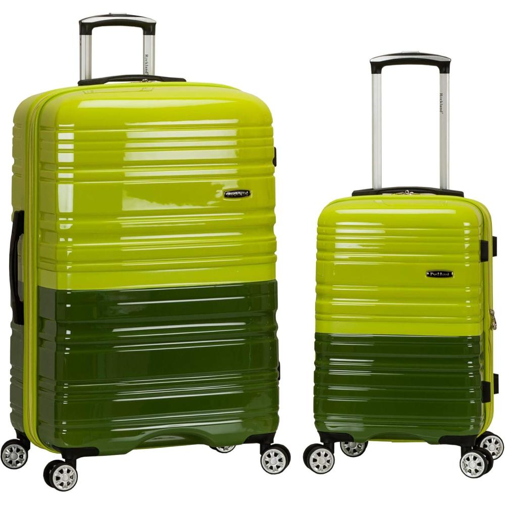 imageRockland Melbourne Hardside Expandable Spinner Wheel Luggage 2TONENAVY 2 Piece 2028Two Tone Green