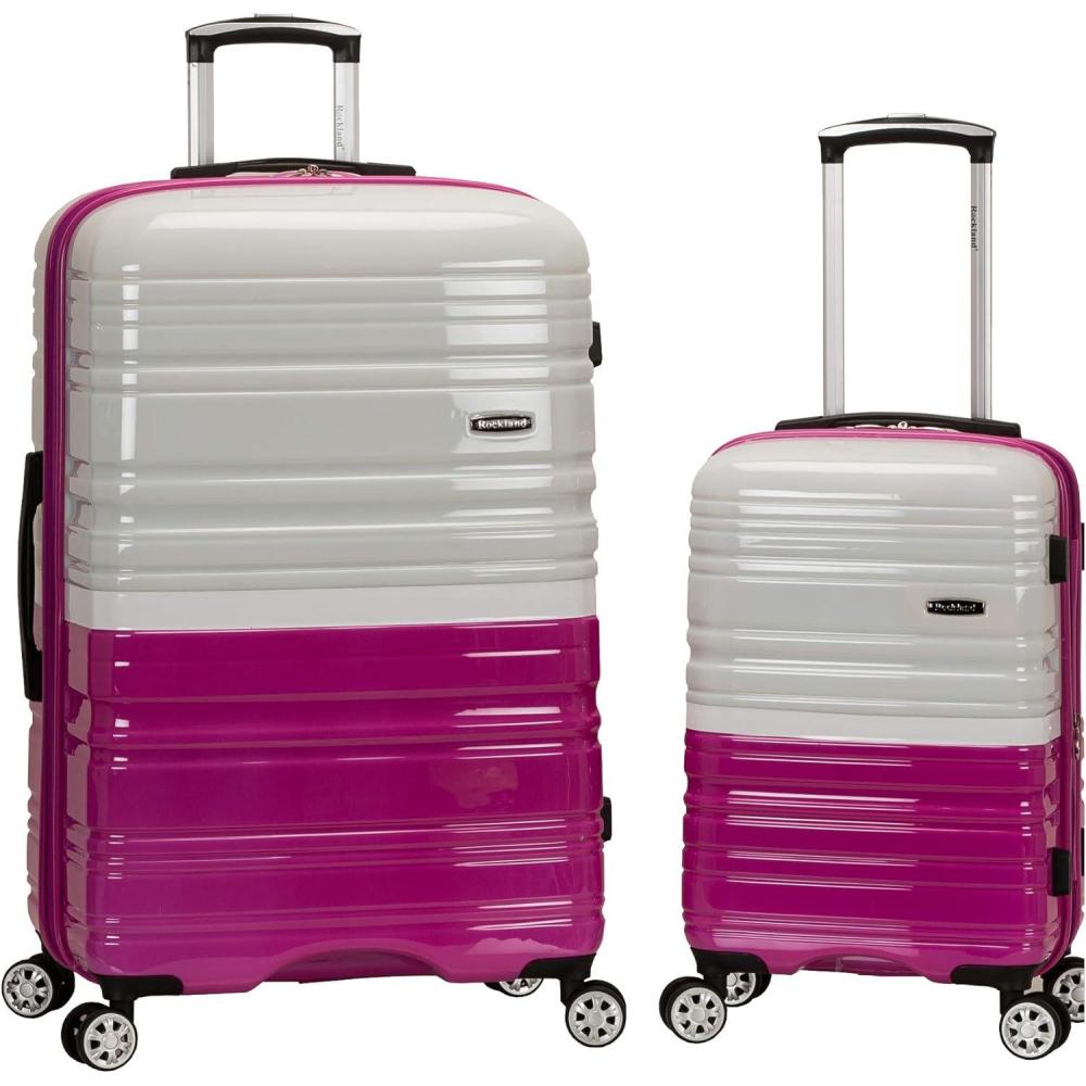imageRockland Melbourne Hardside Expandable Spinner Wheel Luggage 2TONENAVY 2 Piece 2028Two Tone White