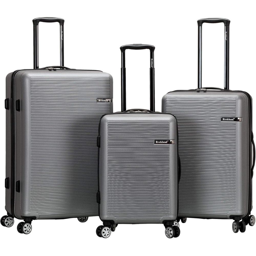 imageRockland Skyline Hardside Spinner Wheel Luggage Set Blue 3Piece Set 202428Silver