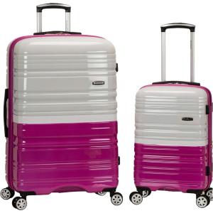 Rockland Melbourne Hardside Expandable Spinner Wheel Luggage, 2TONENAVY, 2 Piece (20″/28″)(Two Tone White)