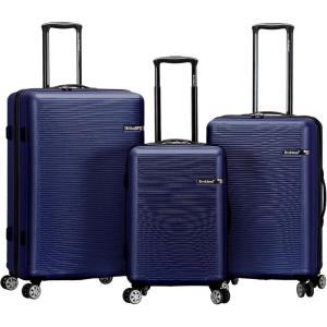 Rockland Skyline Hardside Spinner Wheel Luggage Set, Blue, 3-Piece Set (20/24/28)(Blue)