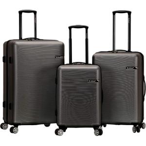 Rockland Skyline Hardside Spinner Wheel Luggage Set, Blue, 3-Piece Set (20/24/28)(Grey)