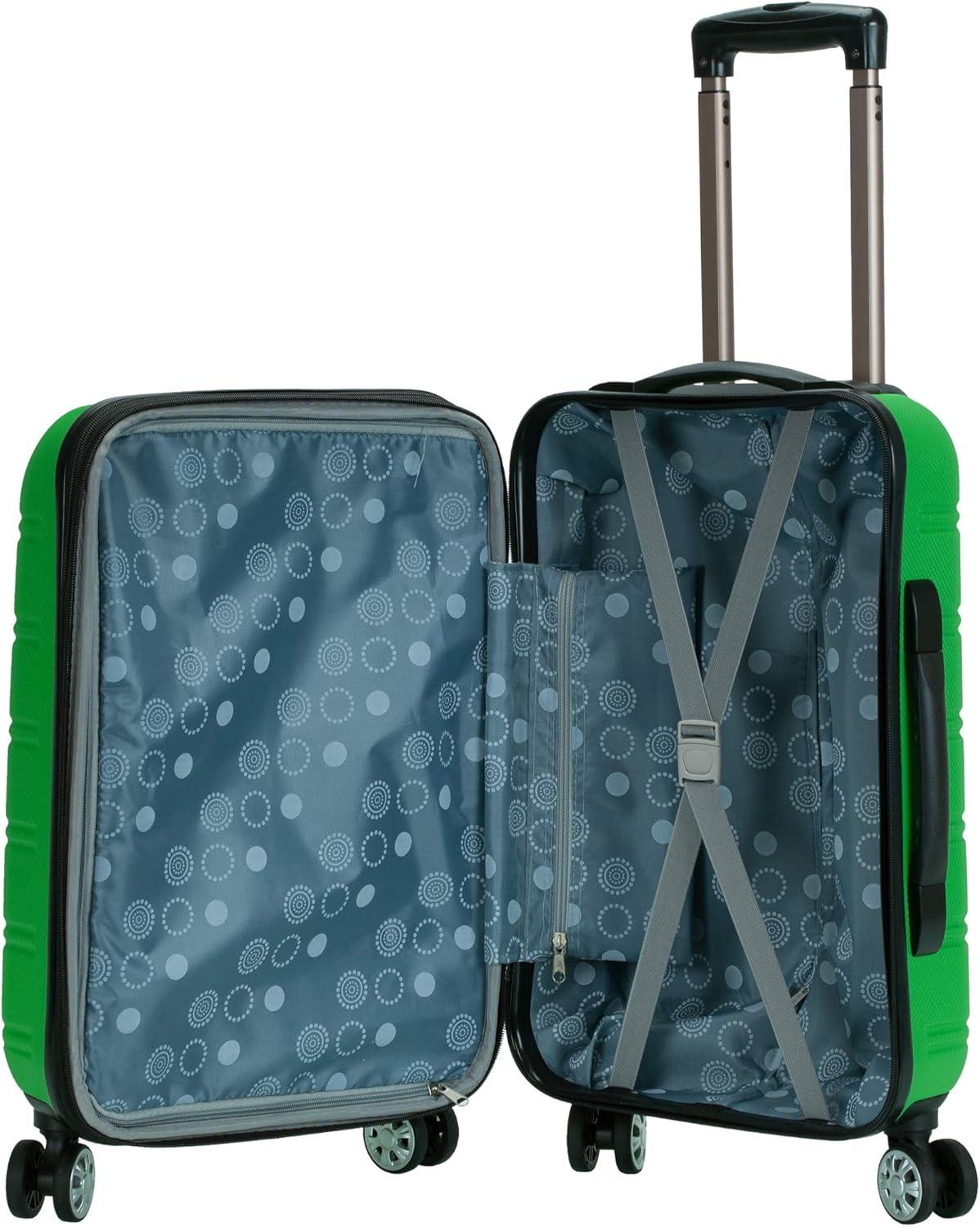 imageRockland Melbourne Hardside Expandable Spinner Wheel Luggage Set White CarryOn 20Inch and Tote 14InchGreen