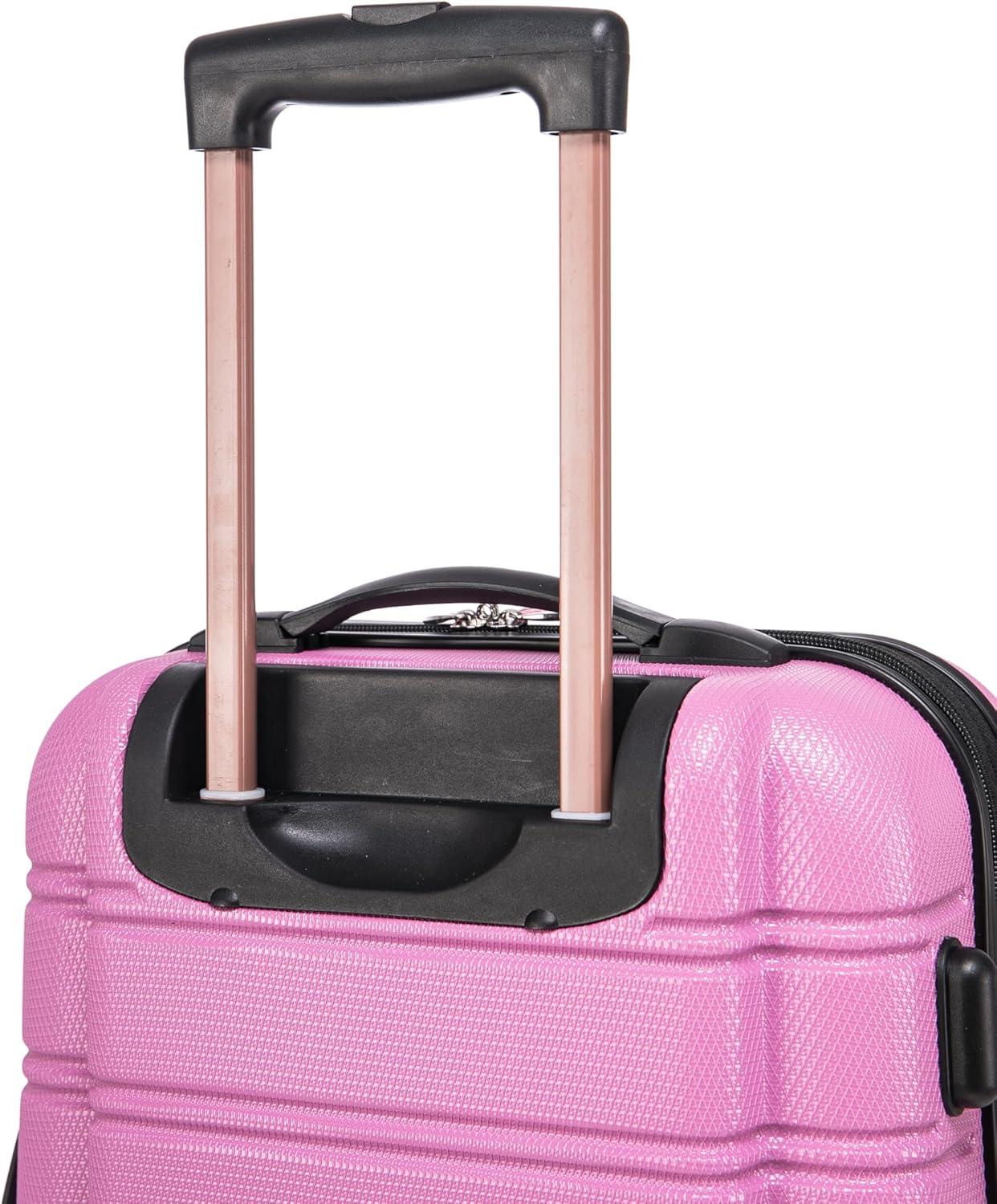 imageRockland Melbourne Hardside Expandable Spinner Wheel Luggage Set White CarryOn 20Inch and Tote 14InchPink