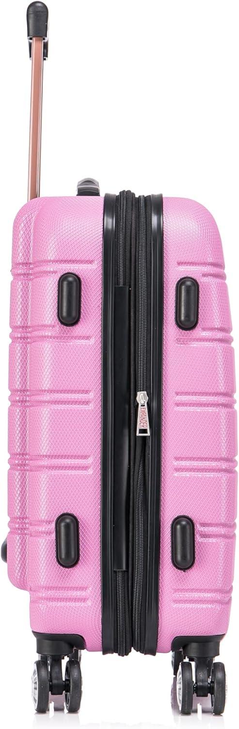 imageRockland Melbourne Hardside Expandable Spinner Wheel Luggage Set White CarryOn 20Inch and Tote 14InchPink