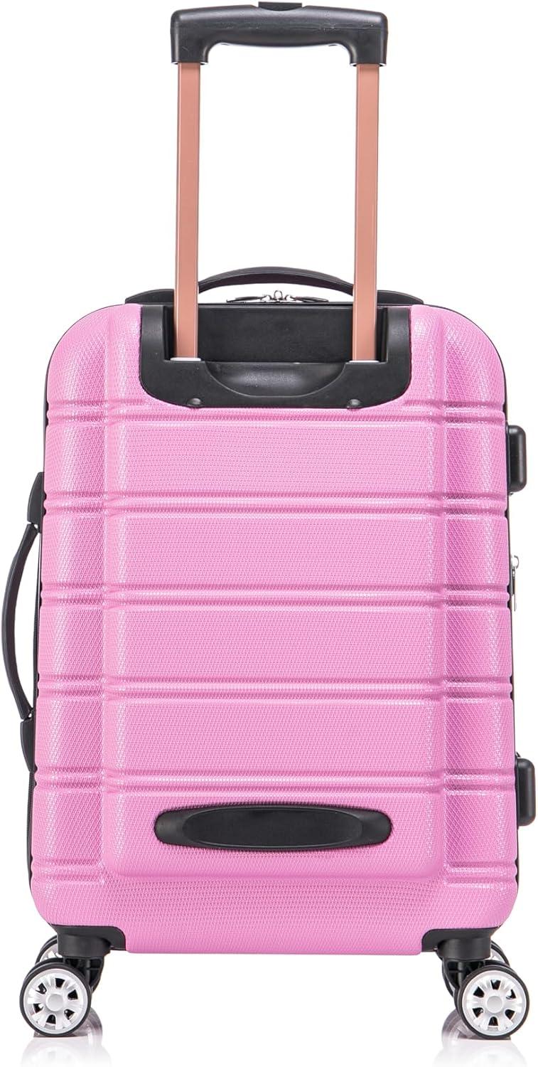 imageRockland Melbourne Hardside Expandable Spinner Wheel Luggage Set White CarryOn 20Inch and Tote 14InchPink