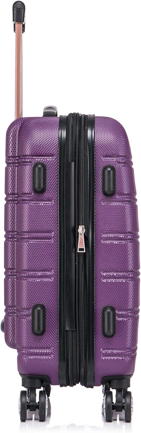 imageRockland Melbourne Hardside Expandable Spinner Wheel Luggage Set White CarryOn 20Inch and Tote 14InchPurple